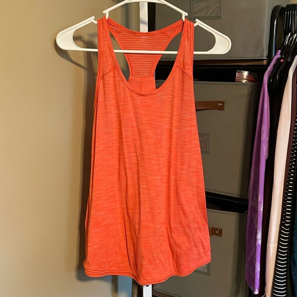 Lululemon Essential Tank P2P 16 Sz 4 Heathered Red Orange Flowy Relaxed Fit 460